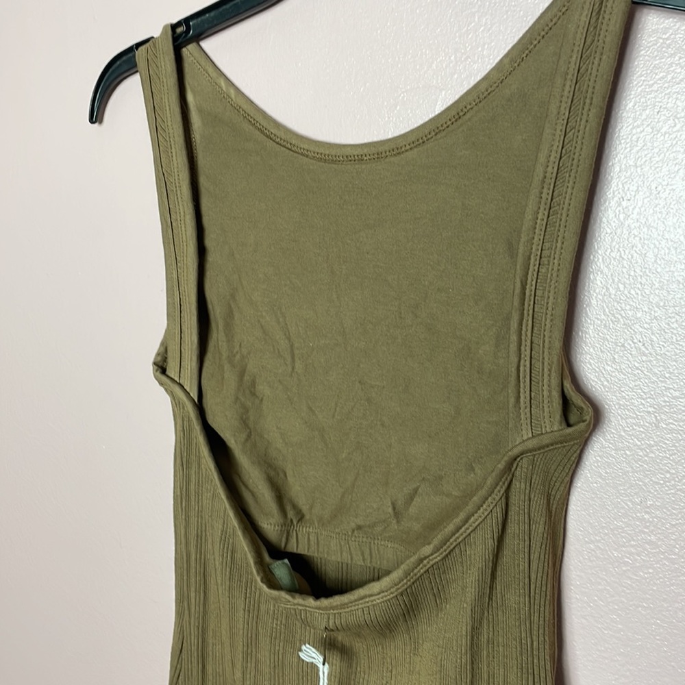 Enza Costa Compact Cotton Rib Scoop Back Midi Dress in Fatigue - Picture 6 of 7